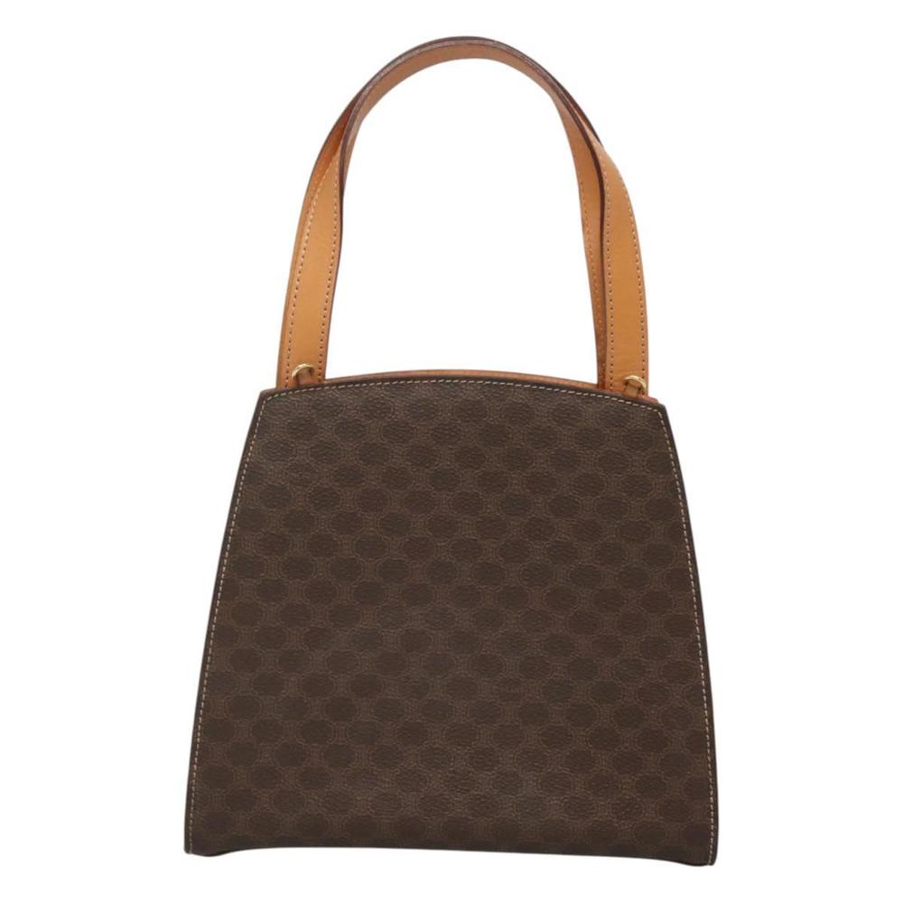 CELINE Macadam Canvas Hand Bag PVC Leather 2way Brown Gold Auth MX358 - Picture 2 of 16